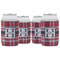 Red & Gray Plaid Can Cooler (12 oz) - Set of 4 w/ Name and Initial
