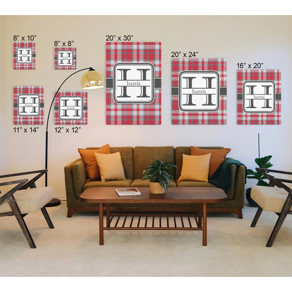 Red & Gray Plaid Canvas Prints - Multiple Sizes