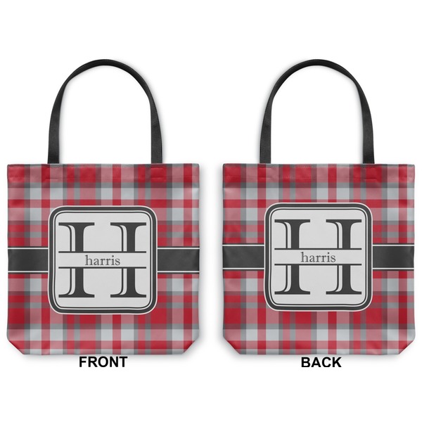 Red & Gray Plaid Canvas Tote - Front and Back