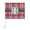 Red & Gray Plaid Car Flag - Large - FRONT