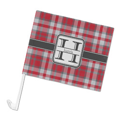 Red & Gray Plaid Car Flag - Large (Personalized)