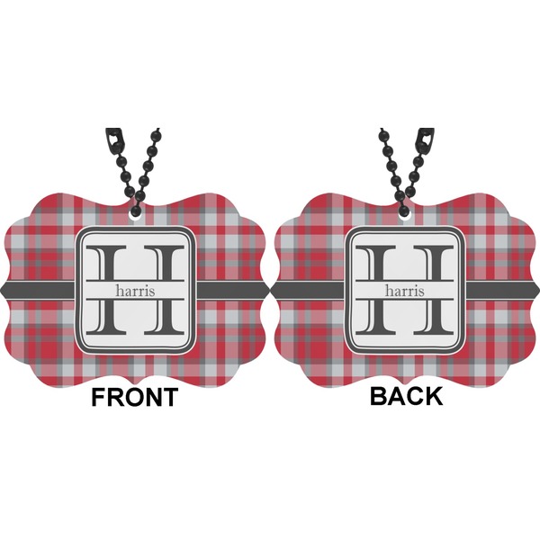 Red & Gray Plaid Car Ornament (Approval)