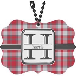 Red & Gray Plaid Rear View Mirror Decor (Personalized)