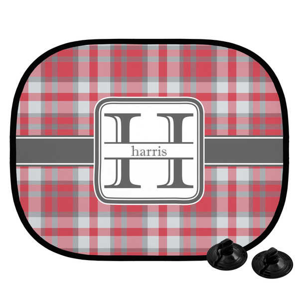 Custom Red & Gray Plaid Car Side Window Sun Shade (Personalized)