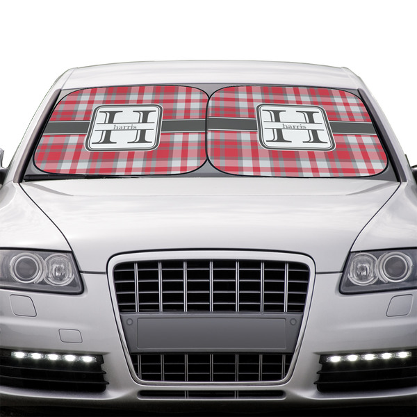 Red & Gray Plaid Car Sun Shades - IN CONTEXT