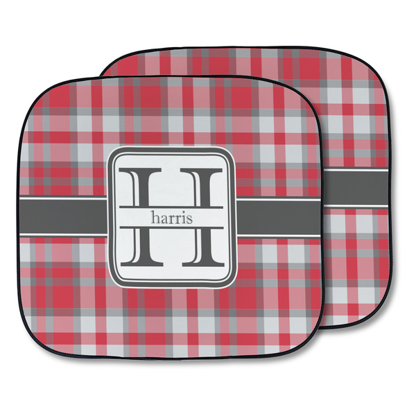Custom Red & Gray Plaid Car Sun Shade - Two Piece (Personalized)