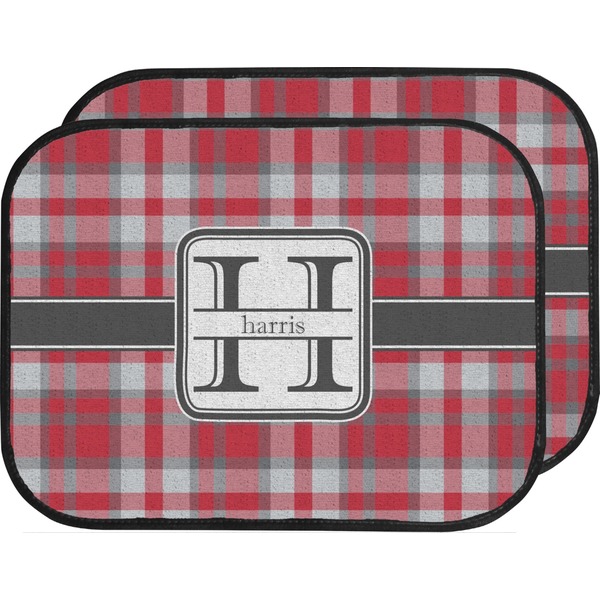 Red & Gray Plaid Custom Car Floor Mats (Back Seat)