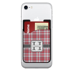 Red & Gray Plaid 2-in-1 Cell Phone Credit Card Holder & Screen Cleaner (Personalized)
