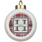Red & Gray Plaid Ceramic Ball Ornament (Personalized)