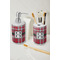 Red & Gray Plaid Ceramic Bathroom Accessories - LIFESTYLE (toothbrush holder & soap dispenser)