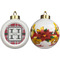 Red & Gray Plaid Ceramic Christmas Ornament - Poinsettias (APPROVAL)