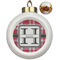 Red & Gray Plaid Ceramic Christmas Ornament - Poinsettias (Front View)