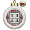 Red & Gray Plaid Ceramic Ball Ornaments - Poinsettia Garland (Personalized)