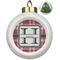 Red & Gray Plaid Ceramic Ball Ornament - Christmas Tree (Personalized)