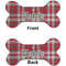 Red & Gray Plaid Ceramic Flat Ornament - Bone Front & Back (APPROVAL)
