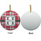 Red & Gray Plaid Ceramic Flat Ornament - Circle Front & Back (APPROVAL)
