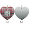 Red & Gray Plaid Ceramic Flat Ornament - Heart Front & Back (APPROVAL)