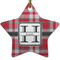 Red & Gray Plaid Ceramic Flat Ornament - Star (Front)