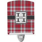 Red & Gray Plaid Ceramic Night Light (Personalized)