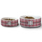 Red & Gray Plaid Ceramic Dog Bowls - Size Comparison