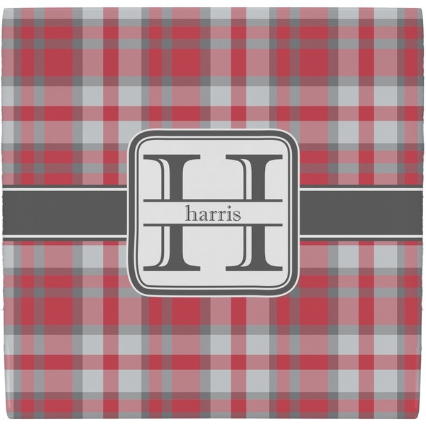 Custom Red & Gray Plaid Ceramic Tile Hot Pad (Personalized)