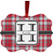 Red & Gray Plaid Christmas Ornament (Front View)