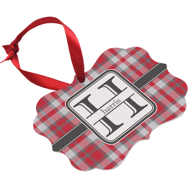 Red & Gray Plaid Christmas Ornament