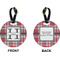 Red & Gray Plaid Circle Luggage Tag (Front + Back)