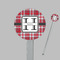 Red & Gray Plaid Clear Plastic 7" Stir Stick - Round - Closeup