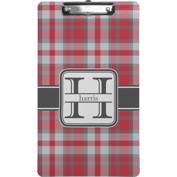 Custom Red & Gray Plaid Clipboard (Legal Size) (Personalized)