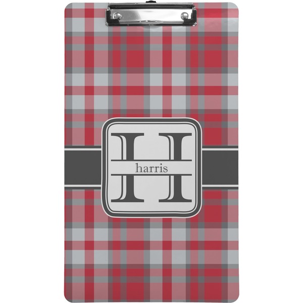 Custom Red & Gray Plaid Clipboard (Legal Size) (Personalized)