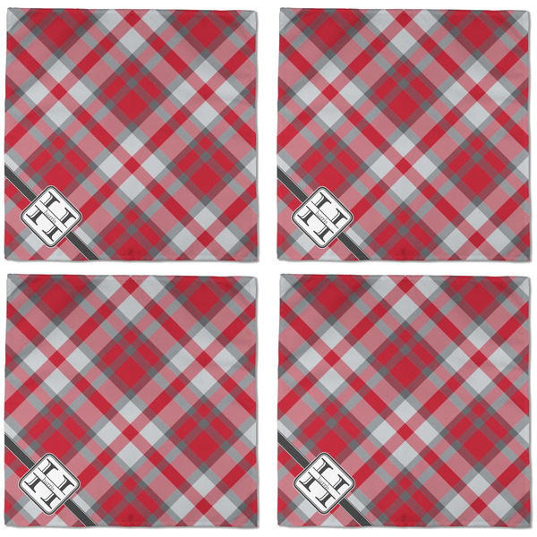 Red & Gray Plaid Cloth Napkins - Personalized Dinner (APPROVAL) Set of 4