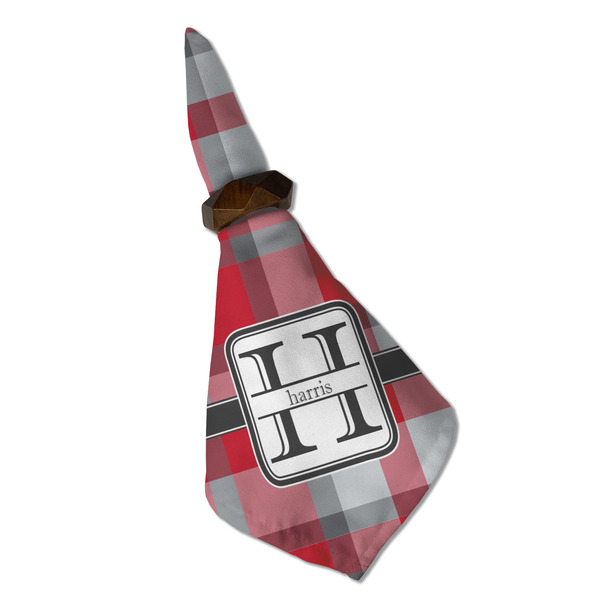 Red & Gray Plaid Cloth Napkins - Personalized Dinner (Folded in Ring) (MAIN)