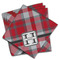 Red & Gray Plaid Cloth Napkins - Personalized Dinner (PARENT MAIN Set of 4)