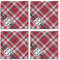 Red & Gray Plaid Cloth Napkins - Personalized Lunch (APPROVAL) Set of 4