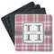 Red & Gray Plaid Square Rubber Backed Coasters - Set of 4 (Personalized)