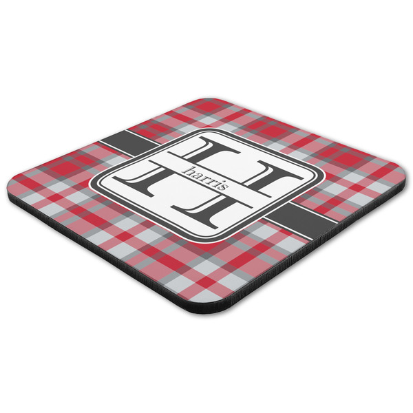 Red & Gray Plaid Coaster Set - FLAT (one)