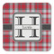 Red & Gray Plaid Coaster Set - FRONT (one)