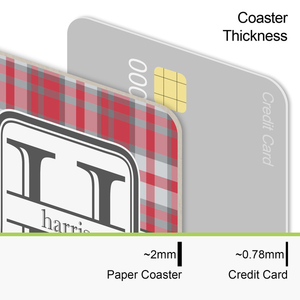Red & Gray Plaid Coaster Thickness
