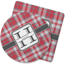 Red & Gray Plaid Rubber Backed Coaster (Personalized)