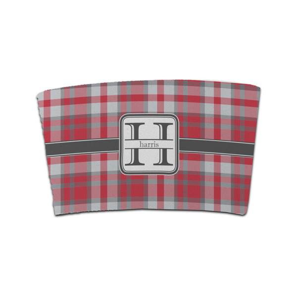 Custom Red & Gray Plaid Coffee Cup Sleeve (Personalized)
