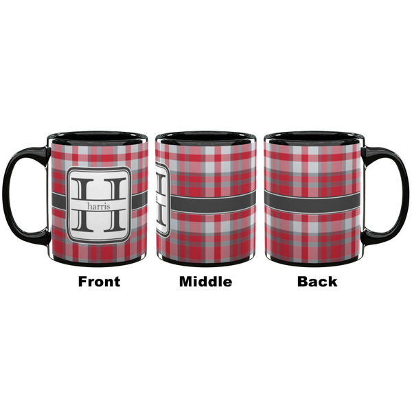 Red & Gray Plaid Coffee Mug - 11 oz - Black APPROVAL