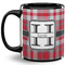Red & Gray Plaid 11 Oz Coffee Mug - Black (Personalized)