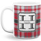 Red & Gray Plaid 11 Oz Coffee Mug - White (Personalized)