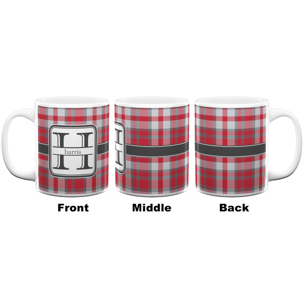Red & Gray Plaid Coffee Mug - 11 oz - White APPROVAL