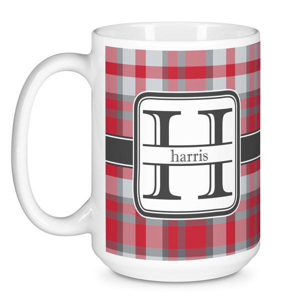 Red & Gray Plaid Coffee Mug - 15 oz - White
