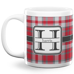 Red & Gray Plaid 20 Oz Coffee Mug - White (Personalized)