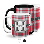 Red & Gray Plaid Coffee Mugs (Personalized)