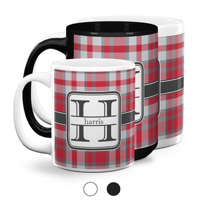 Red & Gray Plaid Coffee Mug (Personalized)