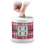 Red & Gray Plaid Coin Bank (Personalized)